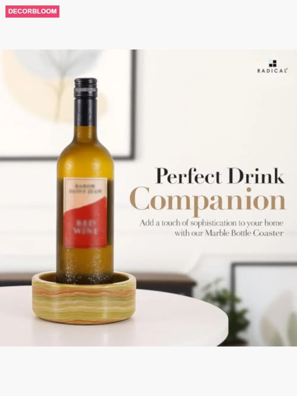 Natural Marble Wine Coaster 5.5